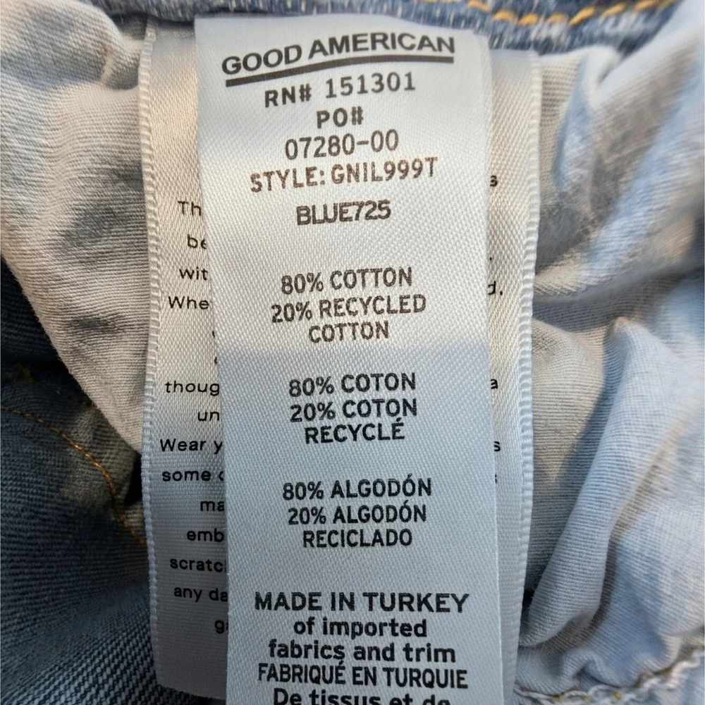 Good‎ American High Rise Straight Leg Jeans Light Wash Blue Size 6/28 GNIL999T